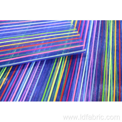 Nylon Polyester Colorful Stripe Mesh Fabric